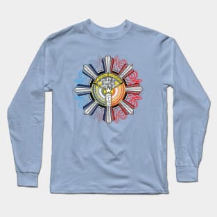 Mandala Philippine Sun / Baybayin word Lupang Hinirang Pilipinas (Chosen land Philippines) Long Sleeve T-Shirt